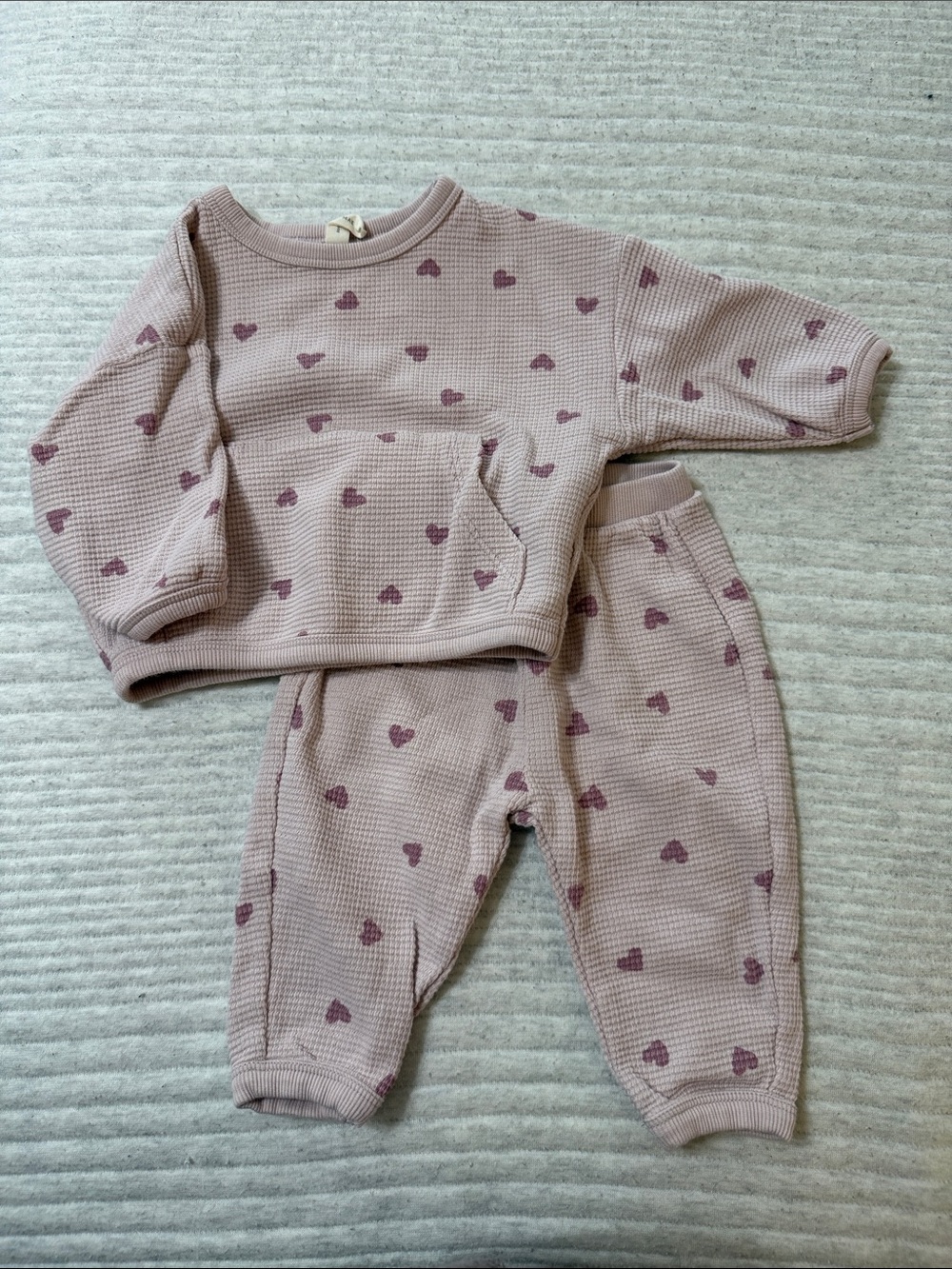 Quincy Mae Mauve Heart-Print Two-Piece Pajama Set